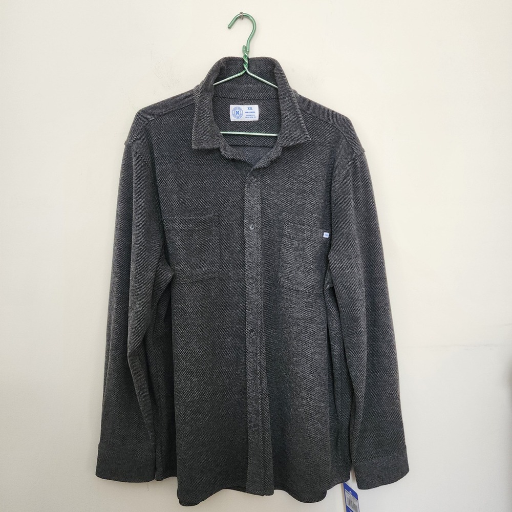 Hurley Mens XXL Charcoal Gray Textured Knit Button Up Shirt NWT Preppy